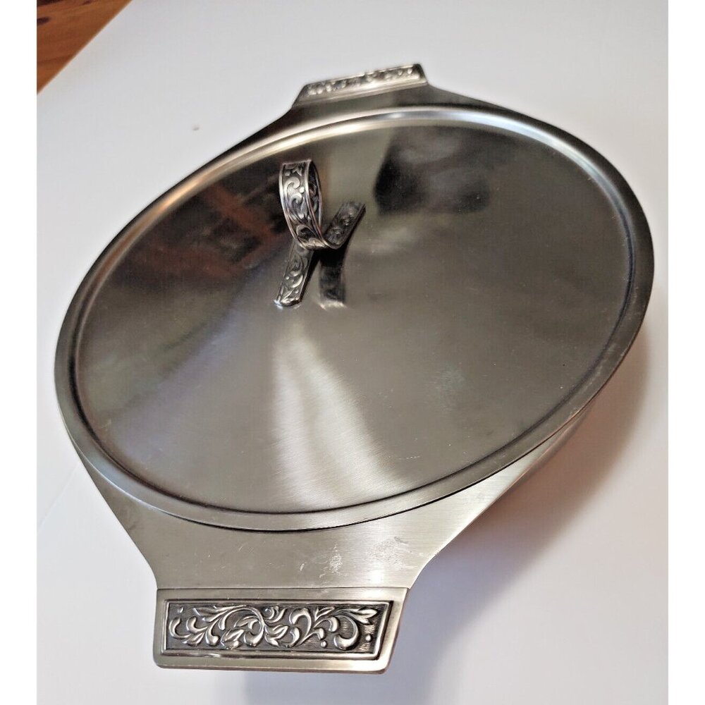 Vintage Eaton Haddon 18-8 Stainless Steel Lidded & Handled Serving Dish 1960's